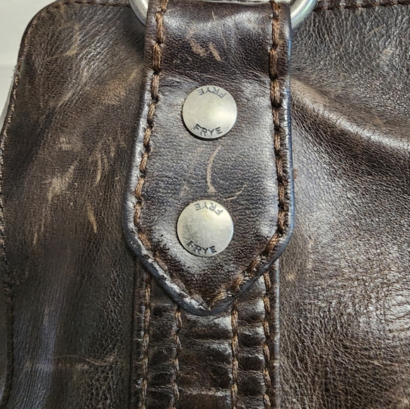Frye Melissa tote bag in dark brown leather. - Picture 3 of 12
